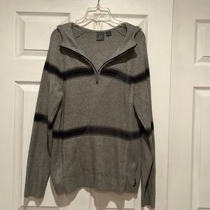 Men’s Armani Exchange Grey and Black Knit Sweater with Hood Sz M